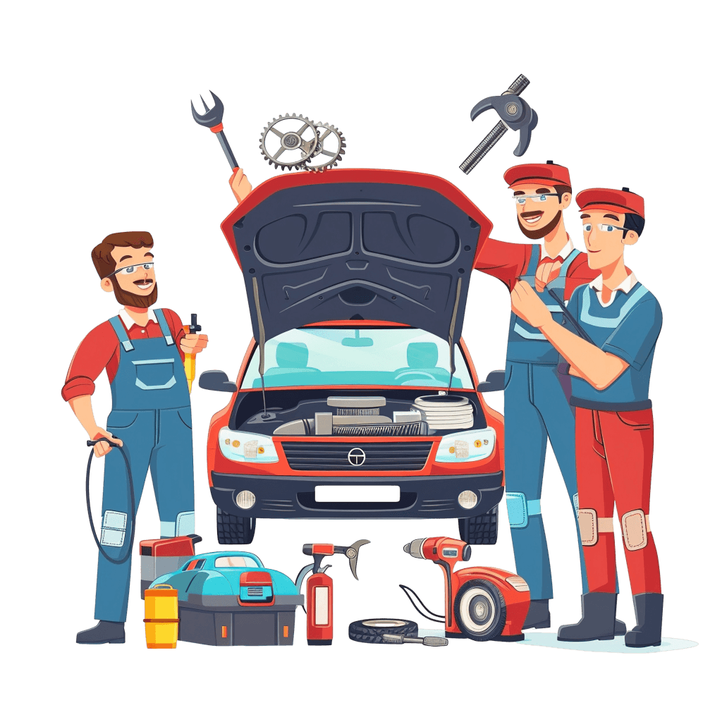 تواصل معنا 1 —Pngtree—cartoon workshop with mechanic crew_14873058