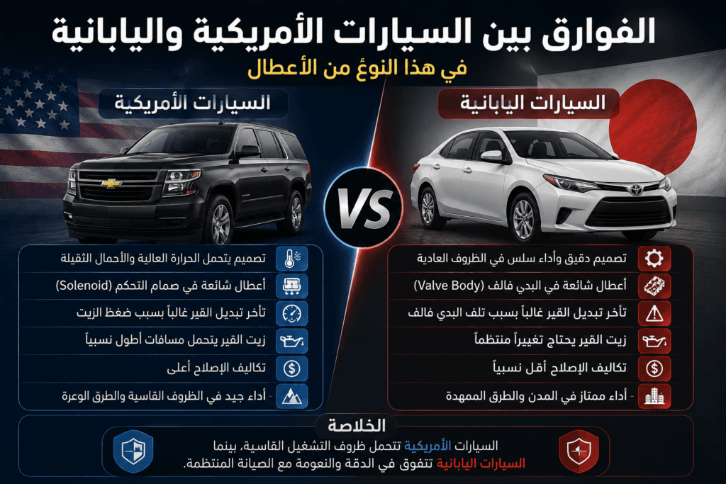 الفوارق بين السيارات الأمريكية واليابانية في أعطال القير الأوتوماتيك