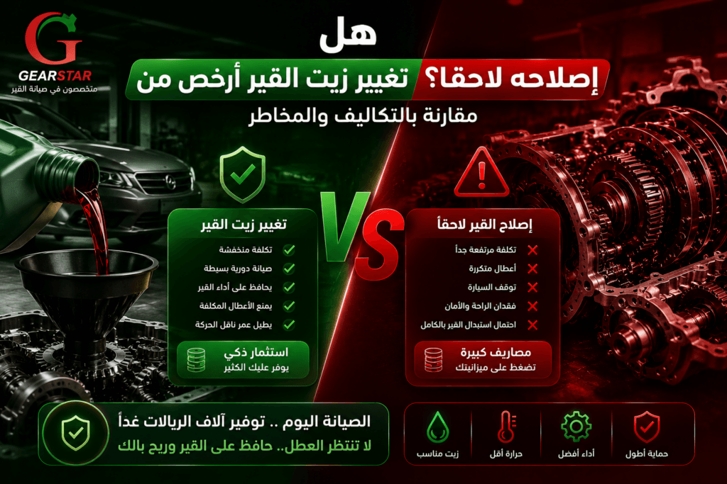 هل تغيير زيت القير أرخص من إصلاحه لاحقاً؟ مقارنة بالتكاليف والمخاطر 1 تغيير زيت القير