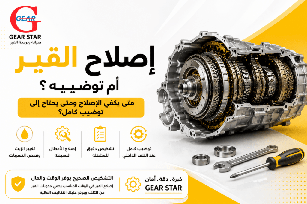 متى يكون إصلاح القير ممكناً ومتى يحتاج إلى توضيب كامل؟ 1 إصلاح القير