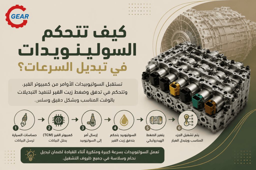 ما هي سولينويدات القير؟ وكيف تتحكم في تبديل السرعات؟ 2 كيف تتحكم سولينويدات القير في تبديل السرعات